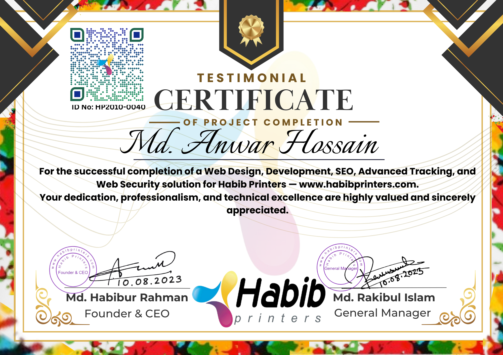 alt="Experience of Habib Printers"
